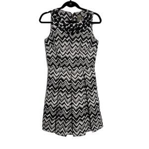 Taylor Black and White Chevron Beaded neckline dress size 6